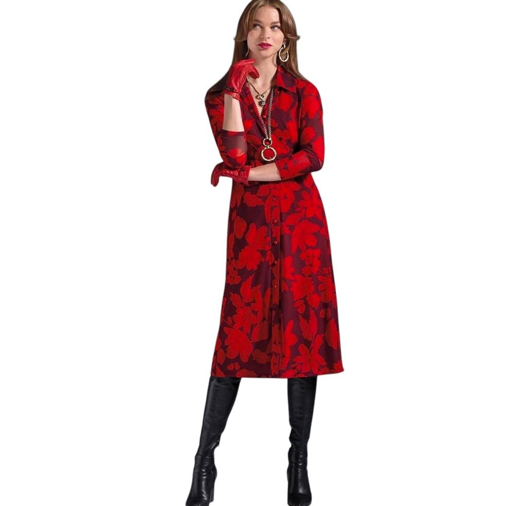 CAbi Shirt Dress Fire & Ice Duster